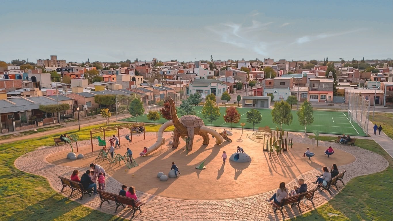 Más obra pública para Trelew: anuncian un nuevo espacio de recreación en el barrio Illia