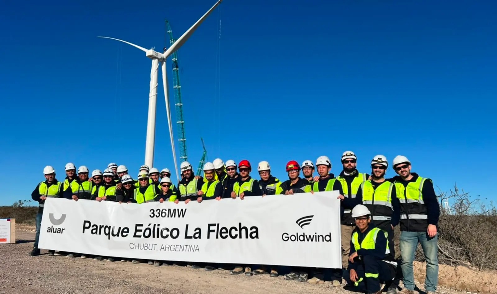 Eólica: culminan con el montaje del generador 56 del Parque La Flecha de Aluar, el más grande del país