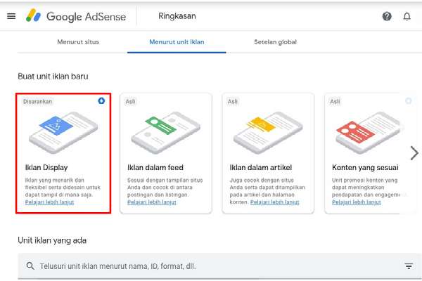 Jika anda sudah di setujui oleh google langkah selanjutnya anda harus membuat unit iklan adsense nya. Cara Memasang Iklan Adsense Di Tengah Artikel Cilacap Klik