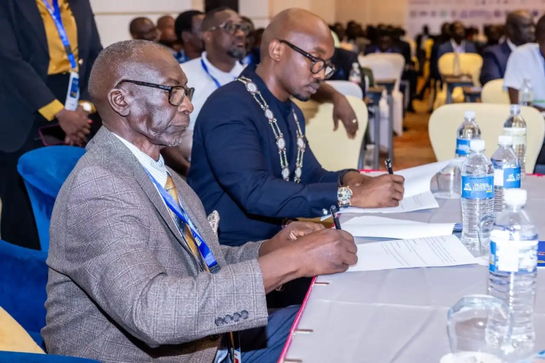 Delegates exchanging documents