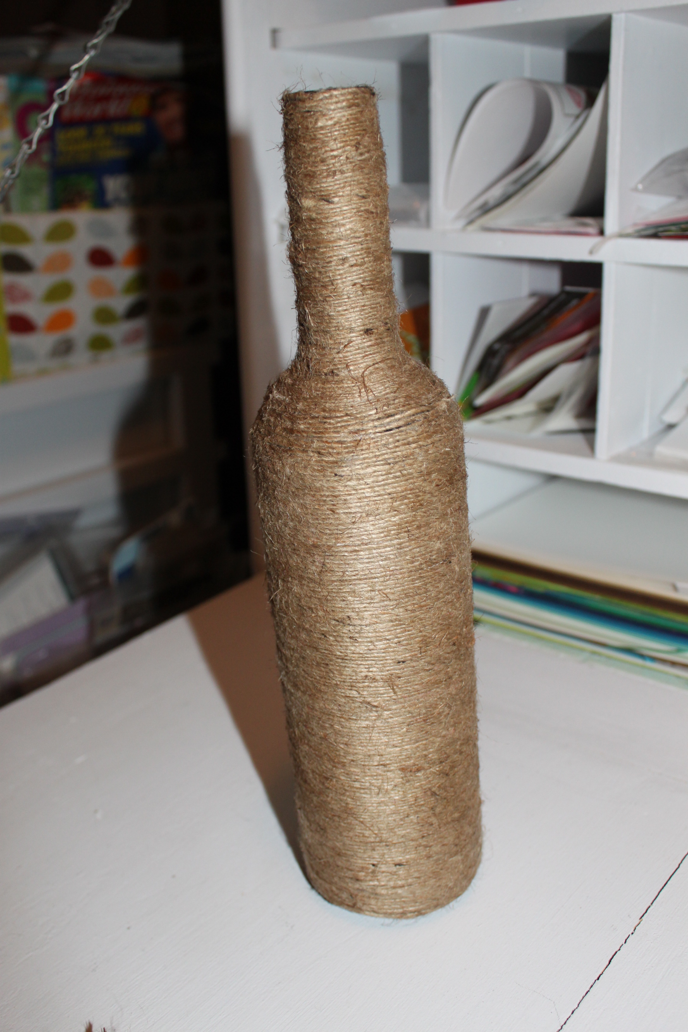 jute wrapped wine bottle
