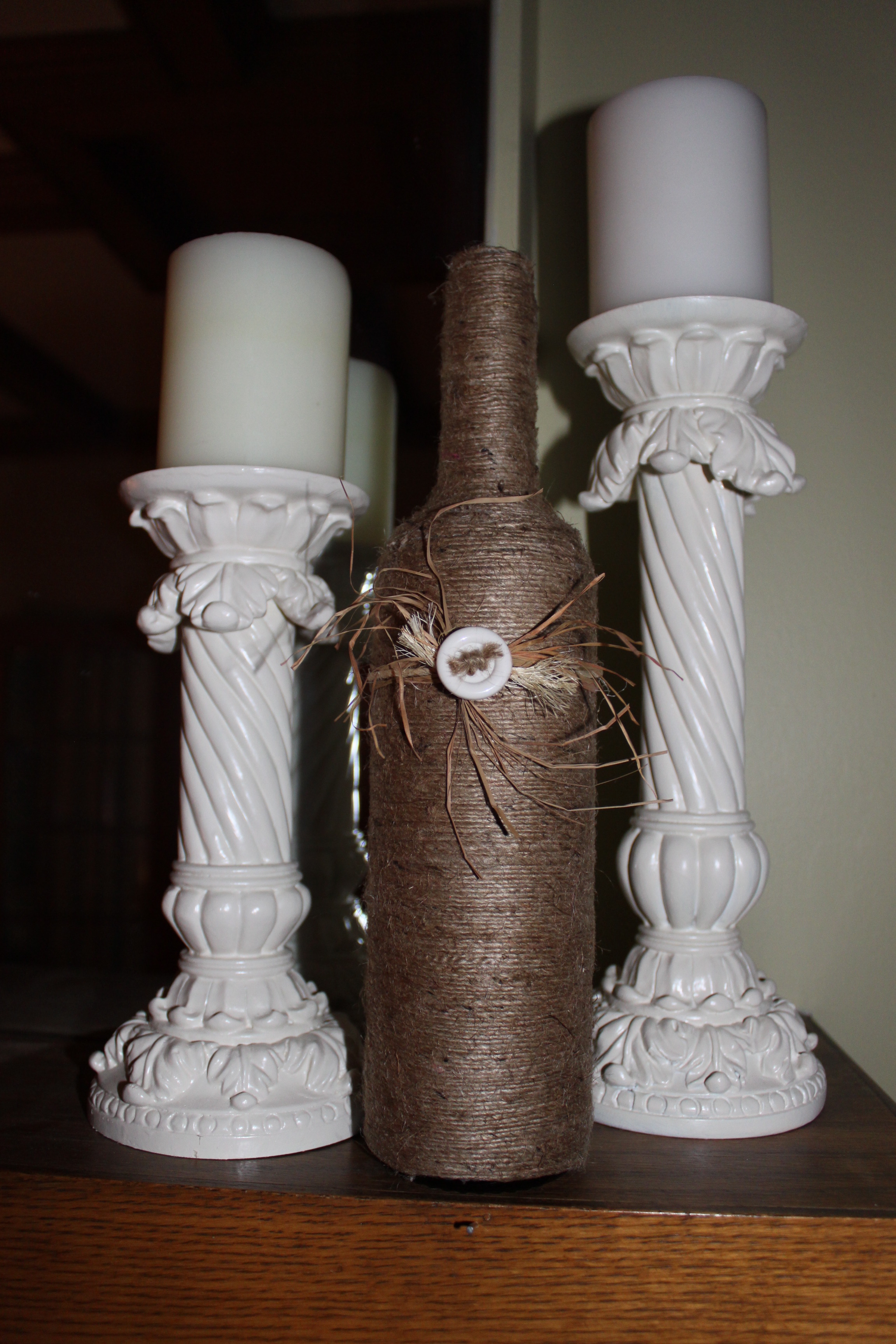 jute covered wine bottle