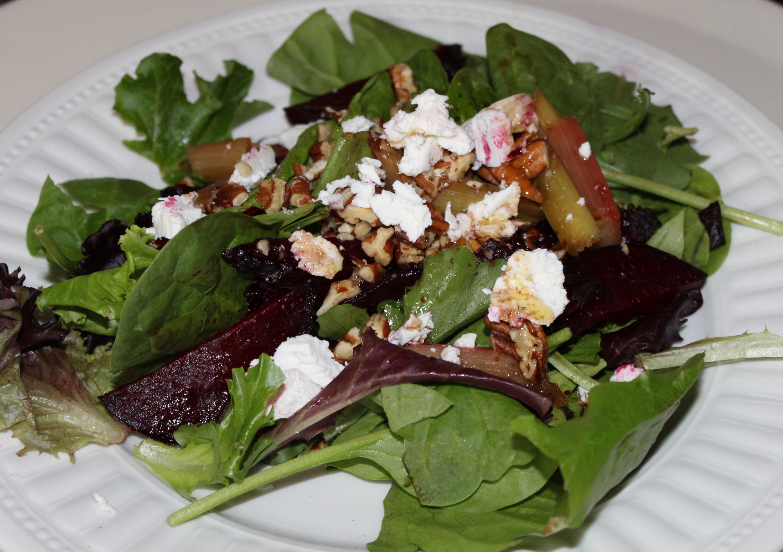 roasted rhubarb and beet salad