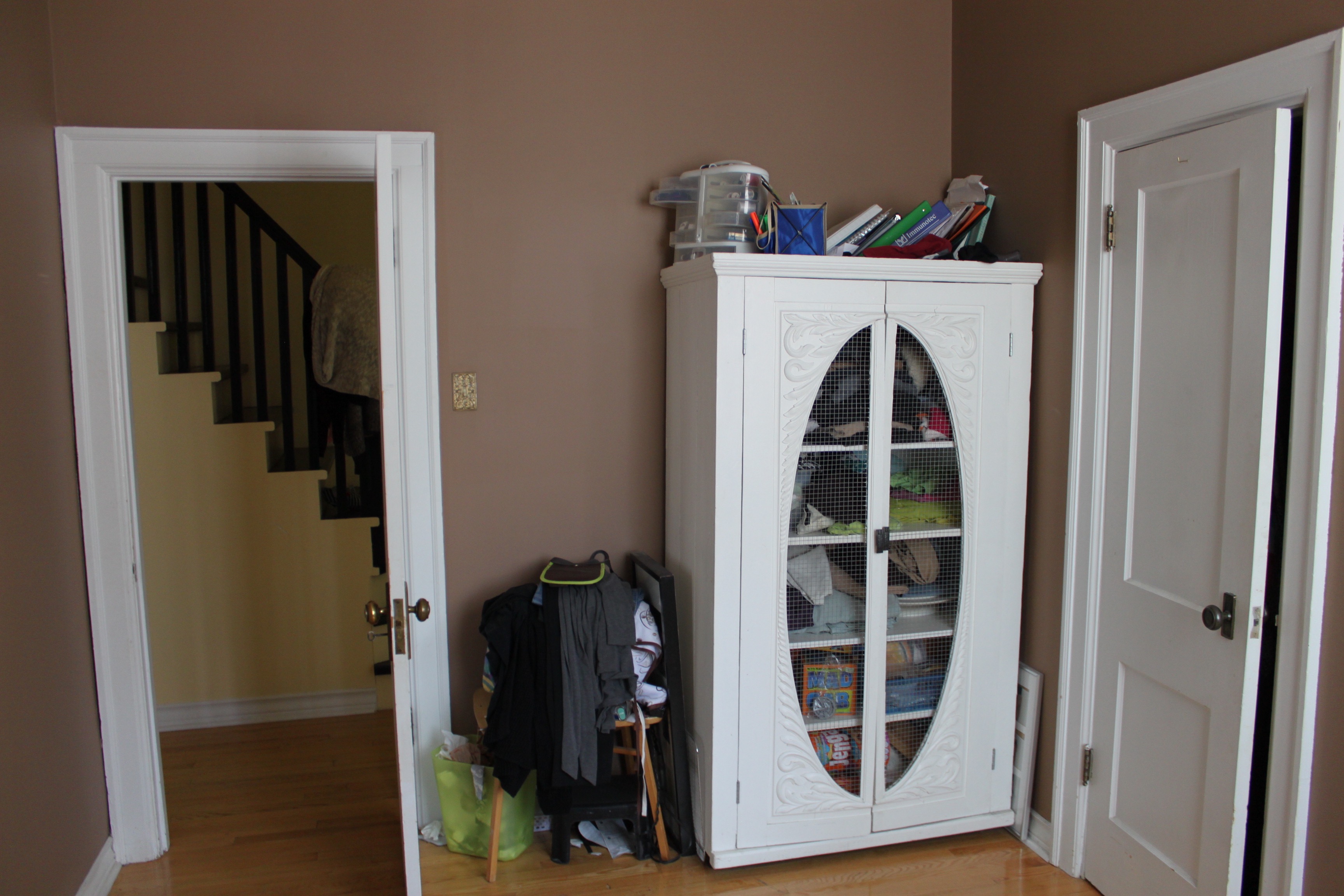 BEFORE old brown paint