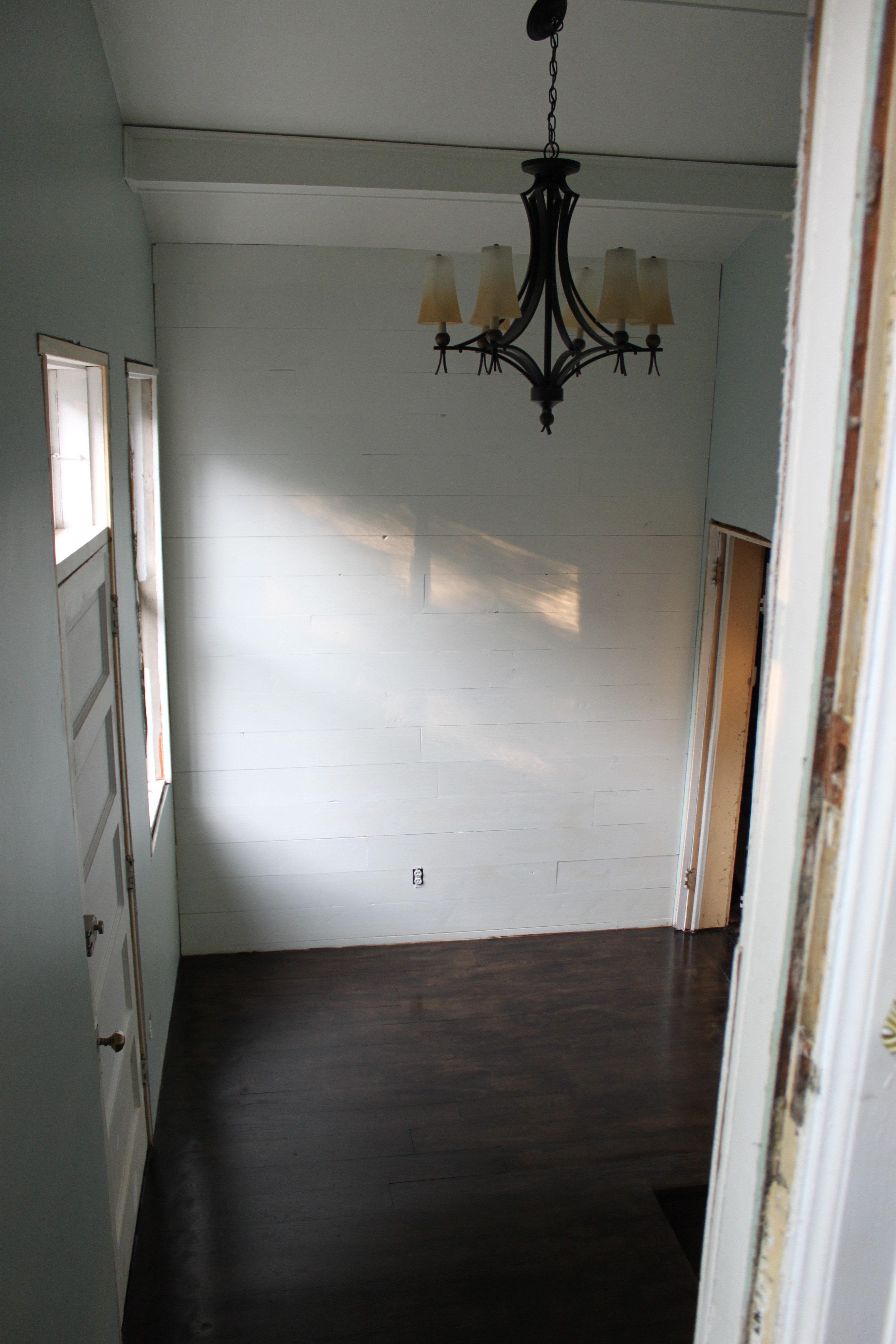 Primed and painted feature wall