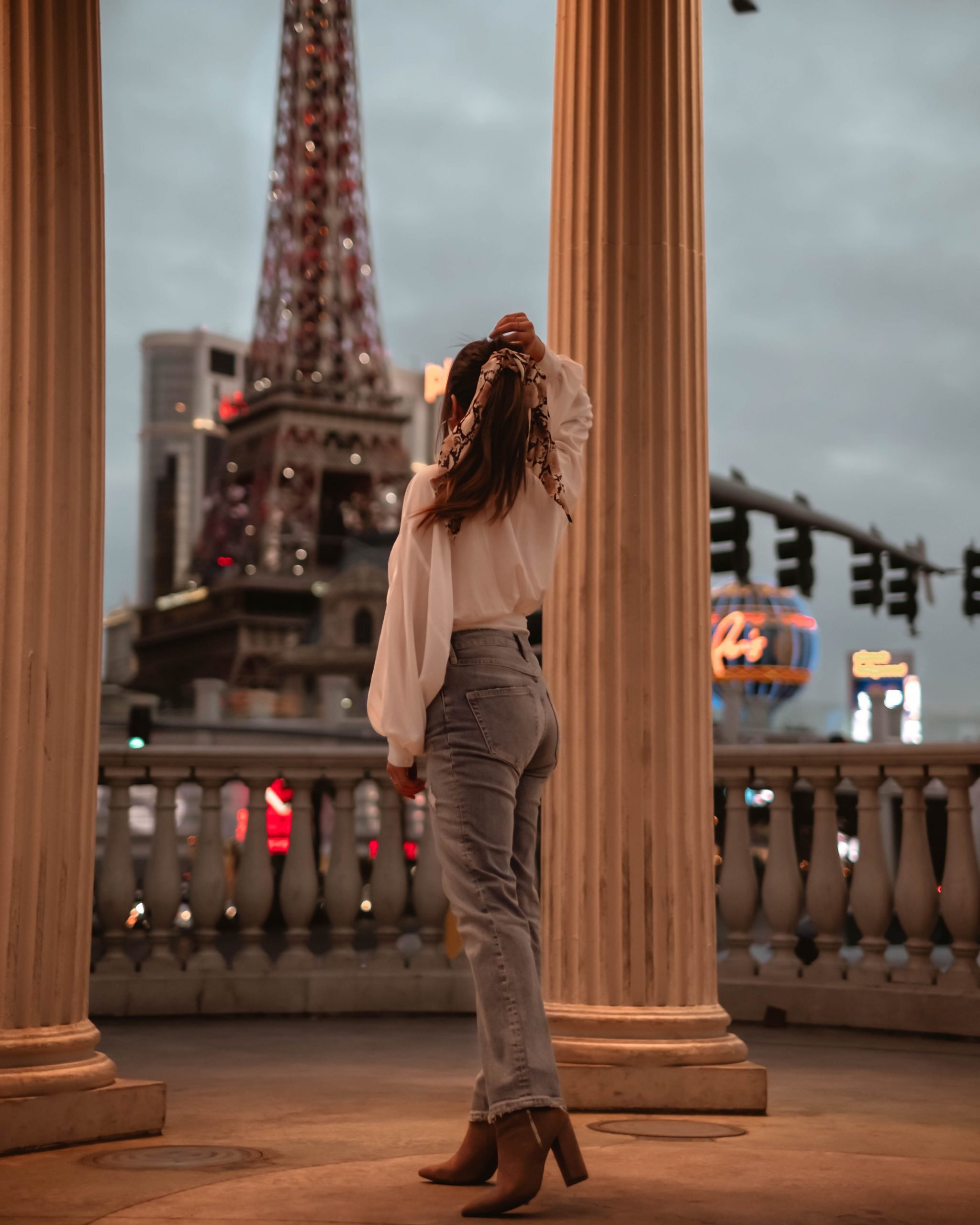views the Eiffel Tower in Las Vegas