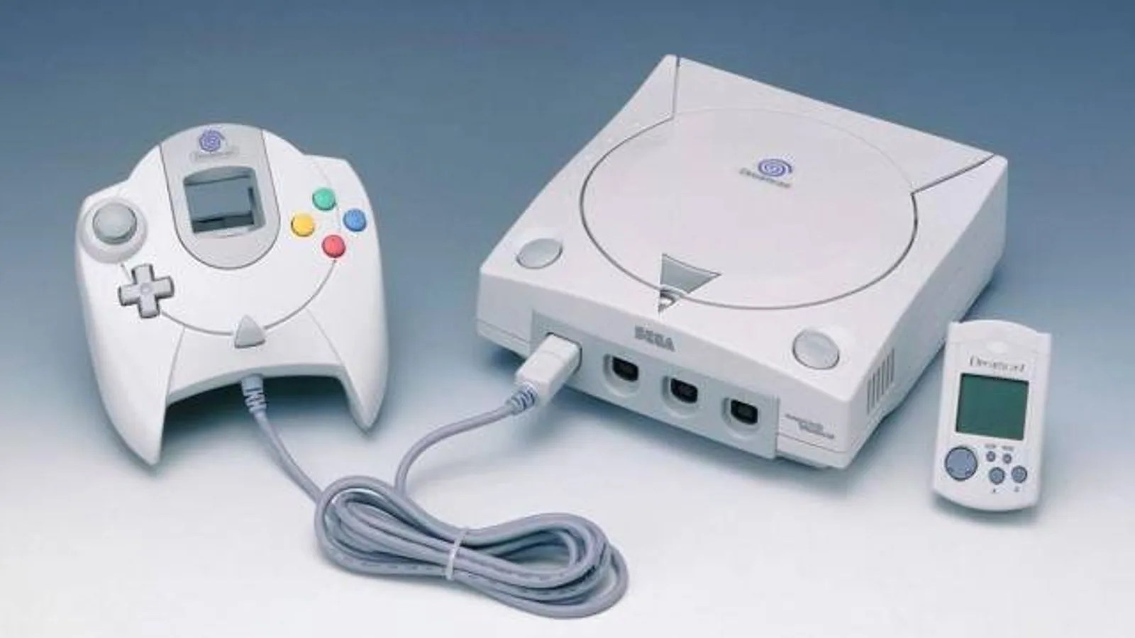 Consola Sega Dreamcast con control y Visual Memory Unit