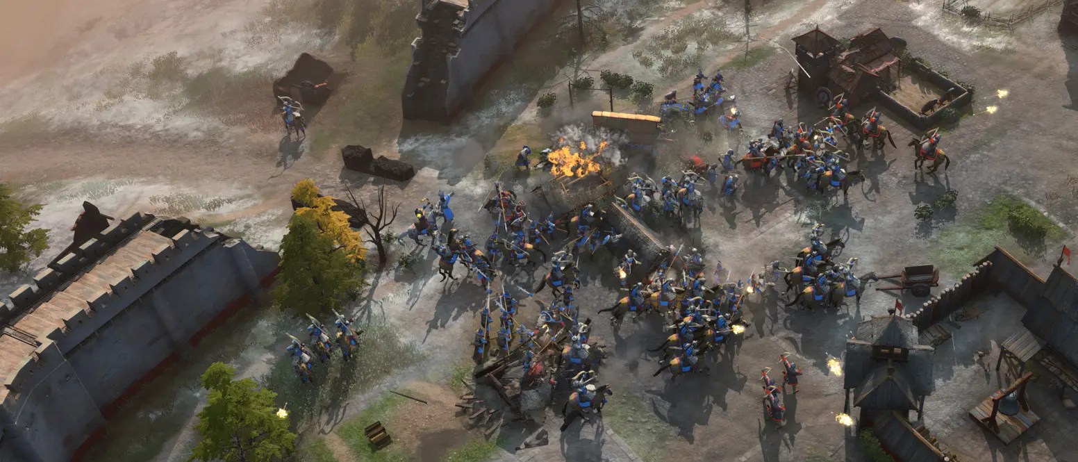 Escena de batalla de la campaña mongola de Age of Empires IV