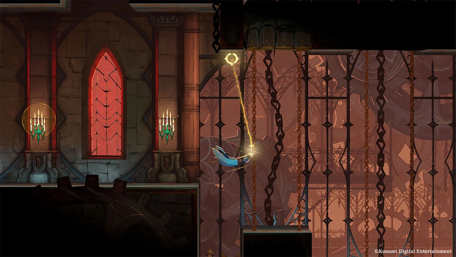 Uso del látigo en un escenario oficial de Castlevania Belmont’s Curse