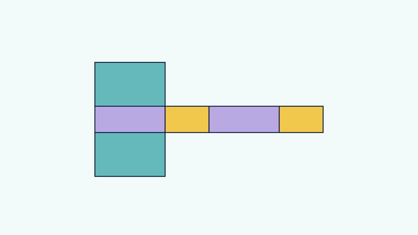 Six rectangles form a folding net for a rectangular prism.