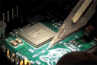 Close up view of the credit-card sized Pi