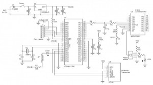 This is the foot unit. We used MAX233/RS-232 for debugging purposes and not for the final foot module.