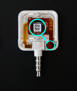 The encryption chip for the Square Reader, a commodity hardware device, is located in the bottom right hand corner instead of on the magnetic head. This drastically reduces the cost of the device.