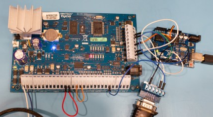 Figure 2 The KT-300 (left) uses a Z80 microcontroller, and the Arduino (right) replaces the card reader.