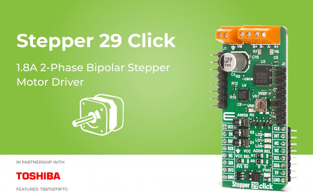 MIKROE's Stepper 29 Click for Bipolar Stepper Motor Control
