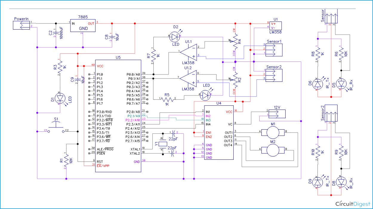 Line Follower Robot Circuit Diagram Using Microcontrollers » Wiring Diagram