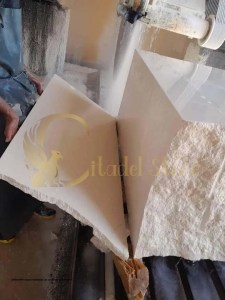 Defective stone material on a construction site