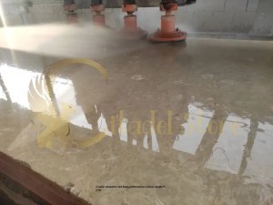 A water absorption test being performed on a stone sample in a lab