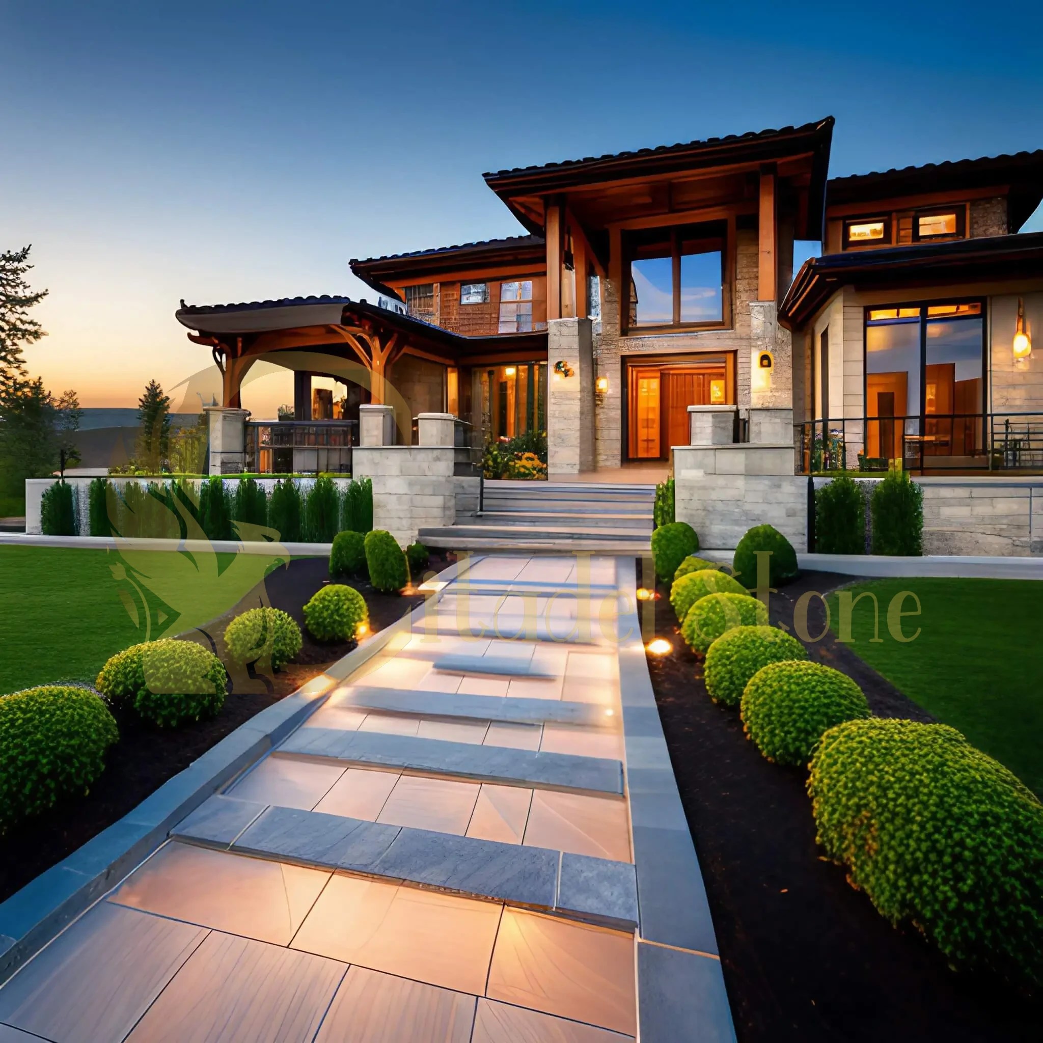 Southwest Style Made Modern Using White Limestone & Basalt in Arizona Homes