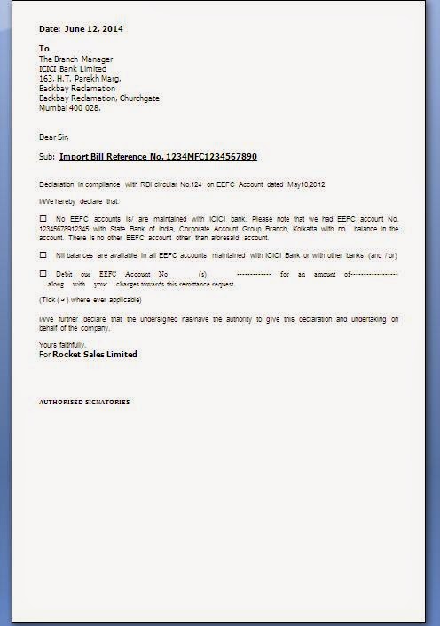 Rbi Effc Declaration Letter Format Citehrblog