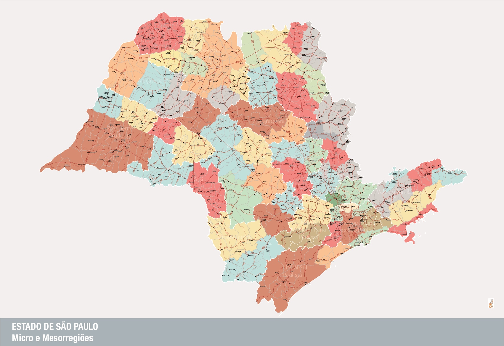 Mapa Estado de São Paulo – Micro e Macrorregiões (LVMESP01) | Citimaps