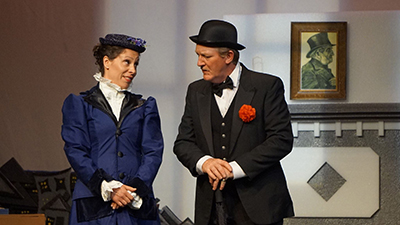 THE WILDLY POPULAR Kat Anderson (left) pictured alongside her co-star Desmond Baxter in last year’s Orangeville Music Theatre production of Mary Poppins.
