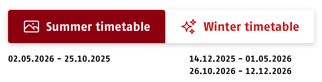 Bernina Express winter and summer timetable