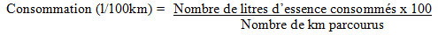 Formule de calcul de la consommation de carburant