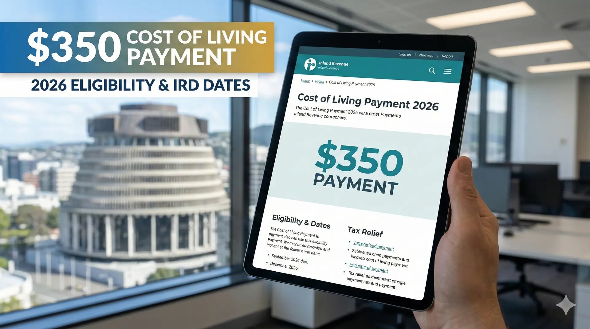 Cost of Living Payment 2026: $350 Eligibility & IRD Tax Relief Dates