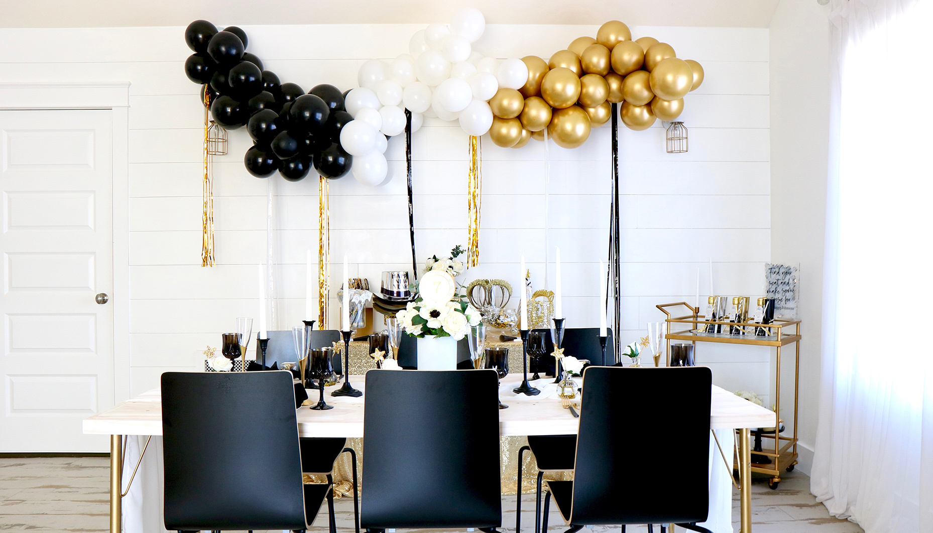 New year's eve is a time for dressing up and celebrating, so make sure you get your guests in the mood with themed wedding invitations. Chic Black White And Gold New Year S Eve Wedding Fun365