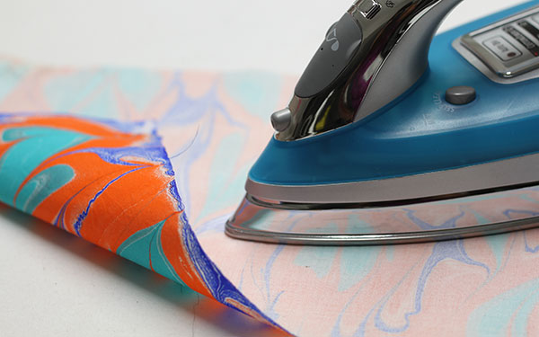 marbling with acrylic paint on fabric