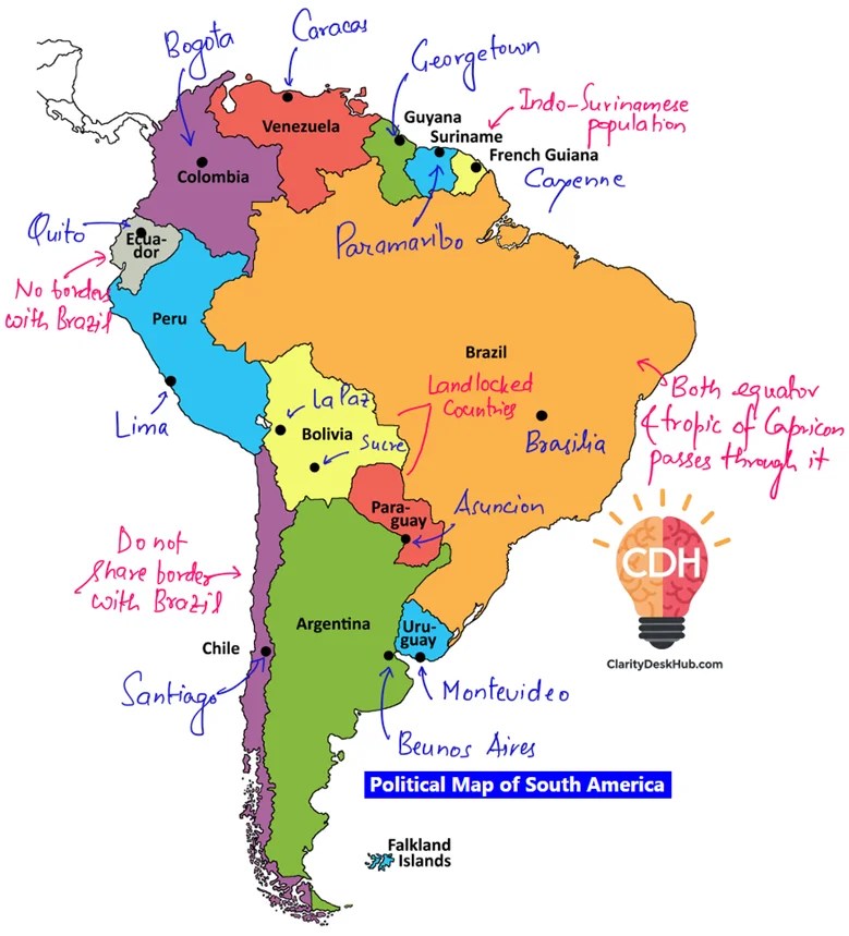 South America Political Map 12 Countries And Capitals Image 49 