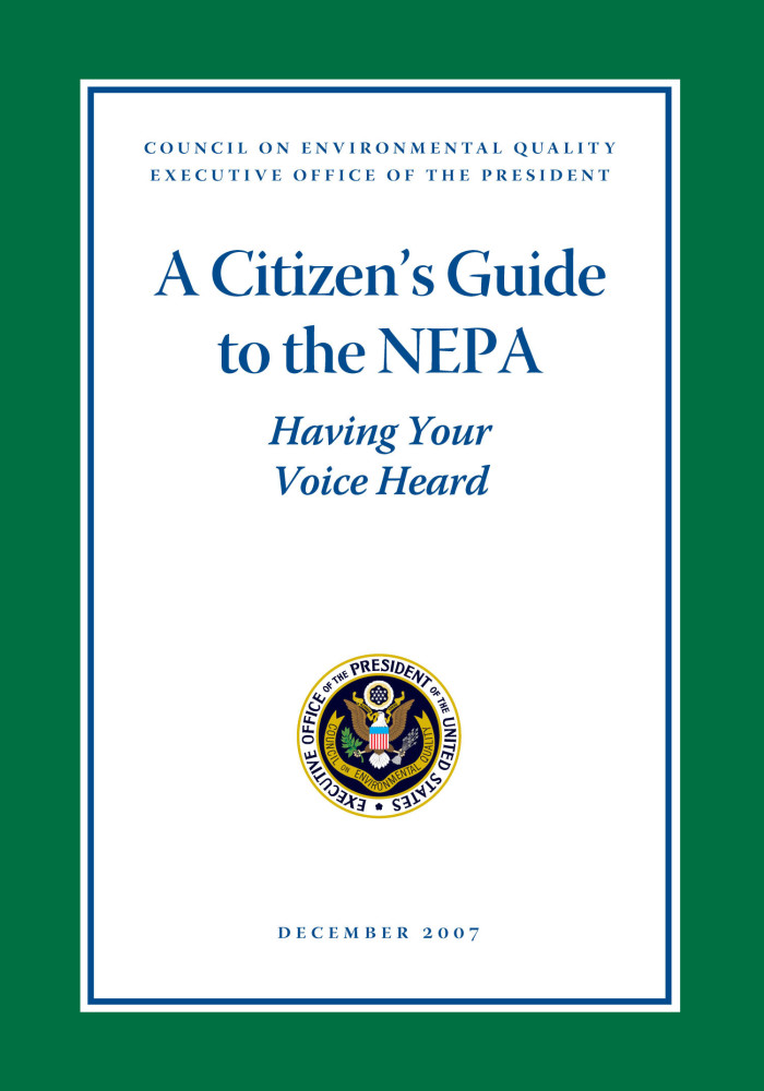 A picture of the cover of the book "A Citizen's Guide to the NEPA: Having Your Voice Heard."