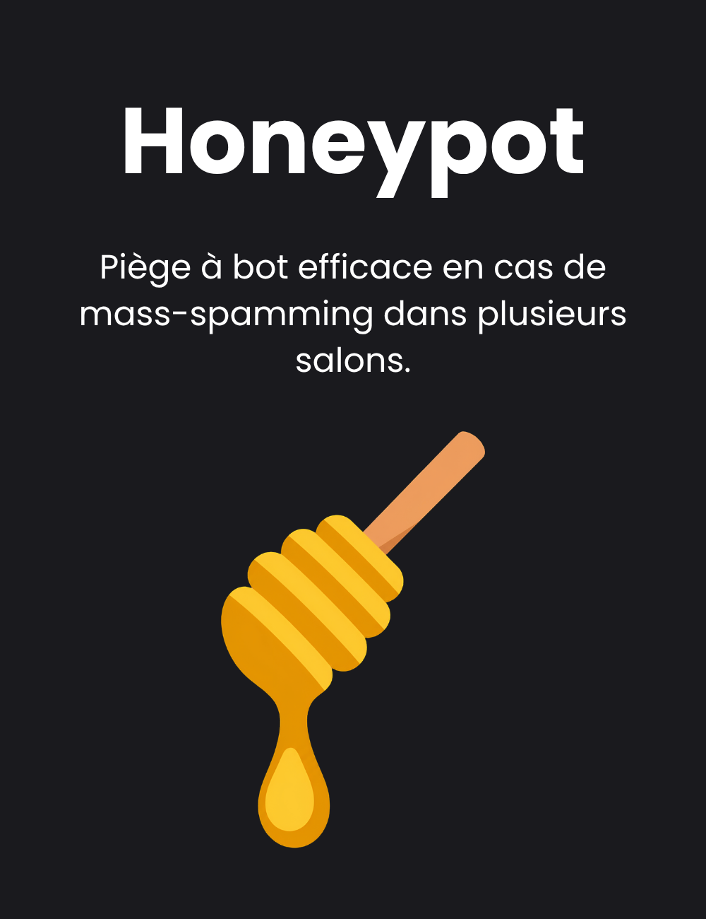 Honeypot : Piège à bot efficace en cas de mass-spamming dans plusieurs salons.
