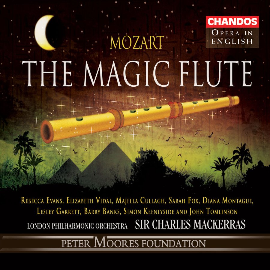 Barry Banks (Tamino), Rebecca Evans (Pamina), Elizabeth Vidal (Queen of the Night), Simon Keenlyside (Papageno), John Tomlinson (Sarastro), Lesley Garrett (Papagena), John Graham-Hall (Monostatos)Geoffrey Mitchell Choir, London Philharmonic Orchestra, Sir Charles Mackerras