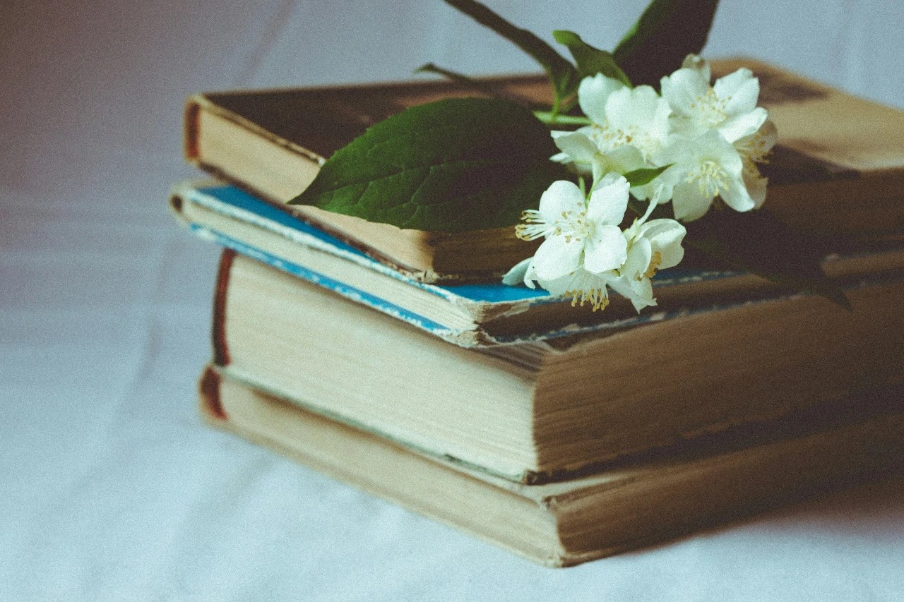 Summer reading book stack