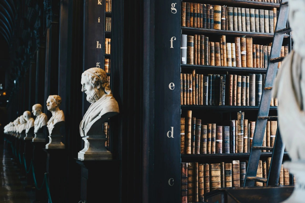 Classical education books and busts
