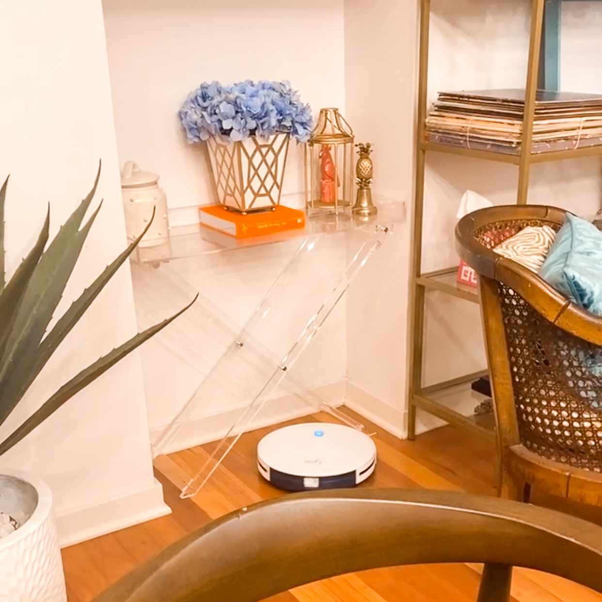 A eufy vacuum in my kitchen