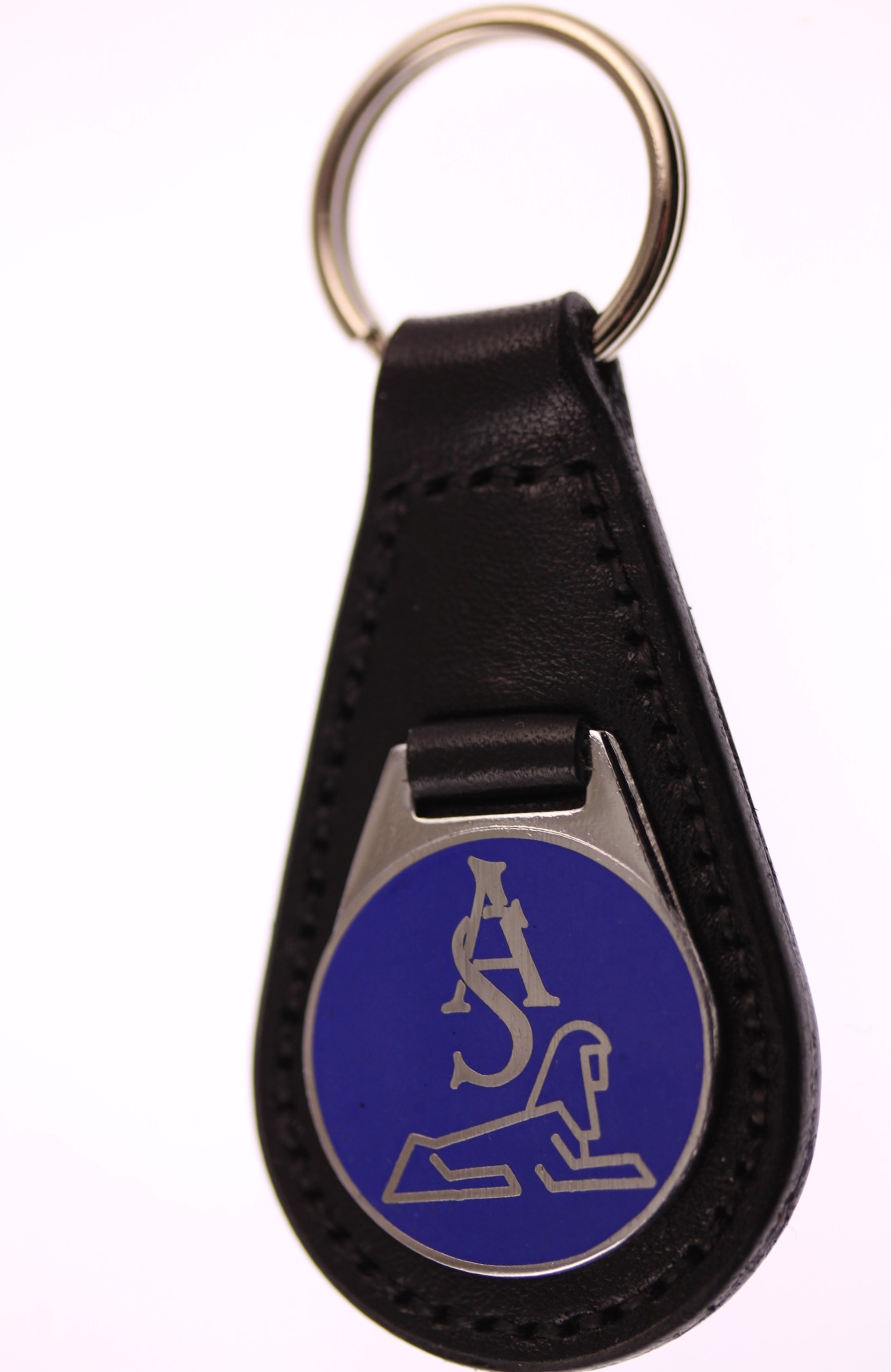 Armstrong Siddeley - original vitreous enamel melsom badge remounted onto a new leather keyfob