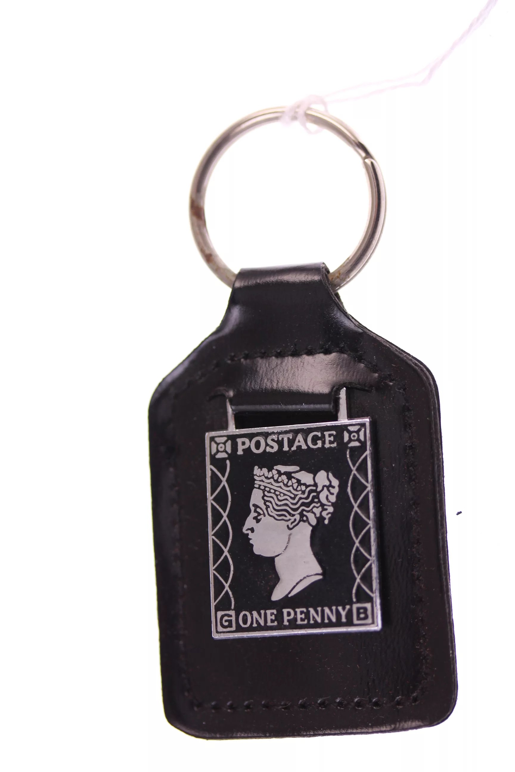 Penny Black postage stamp keyring - original vintage new old stock 1960s? item