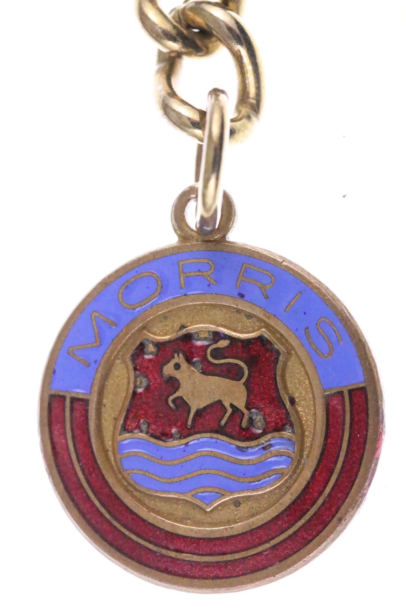 Morris - original vintage late 1950s keychain with replaced keychain - 'fisheyes' in enamel