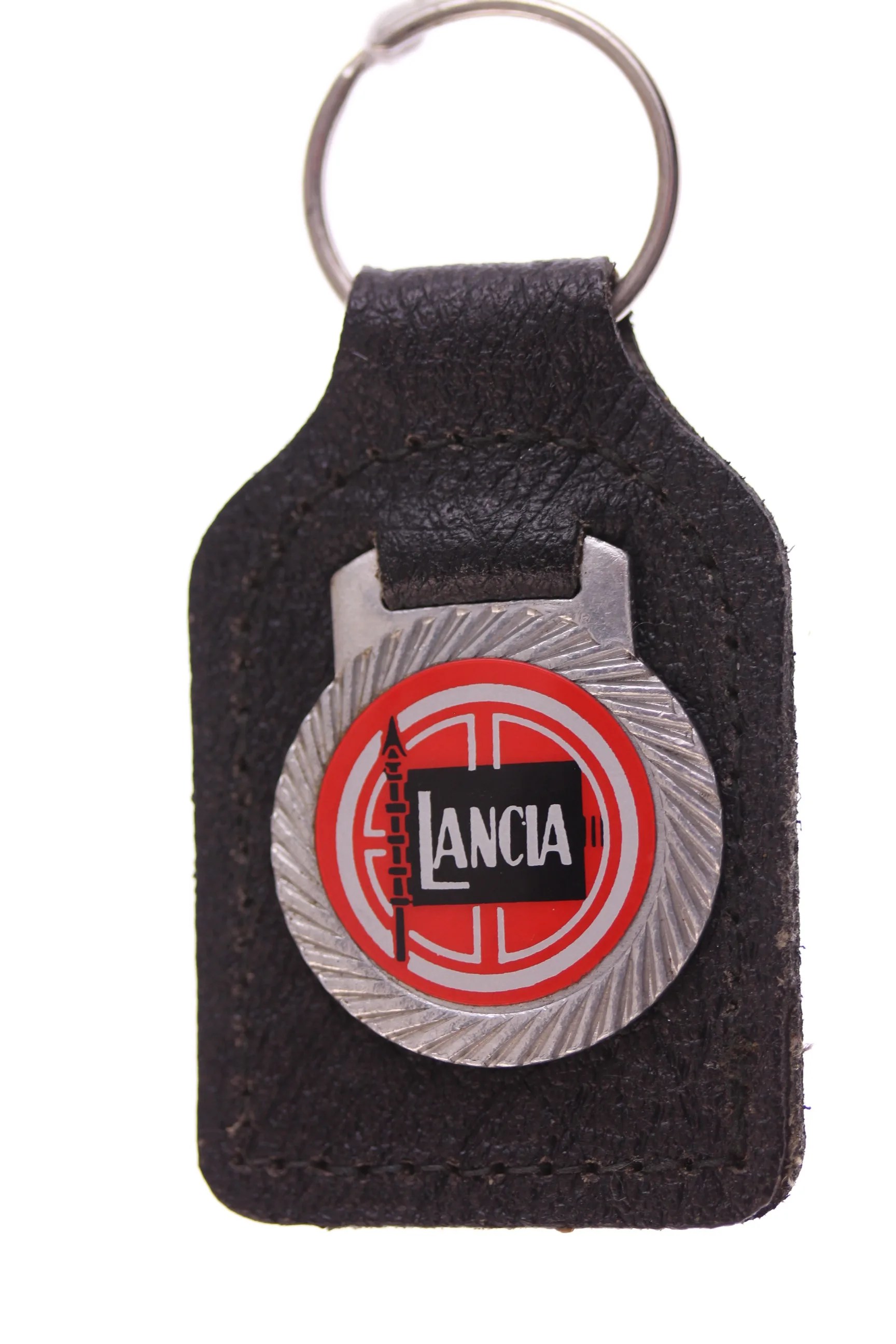Lancia - original vintage 1970s? vinyl insert badge keyring - made in Canada