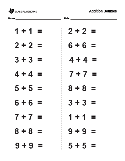 Addition Doubles Worksheet - Artistic Geometric Photo - HD
