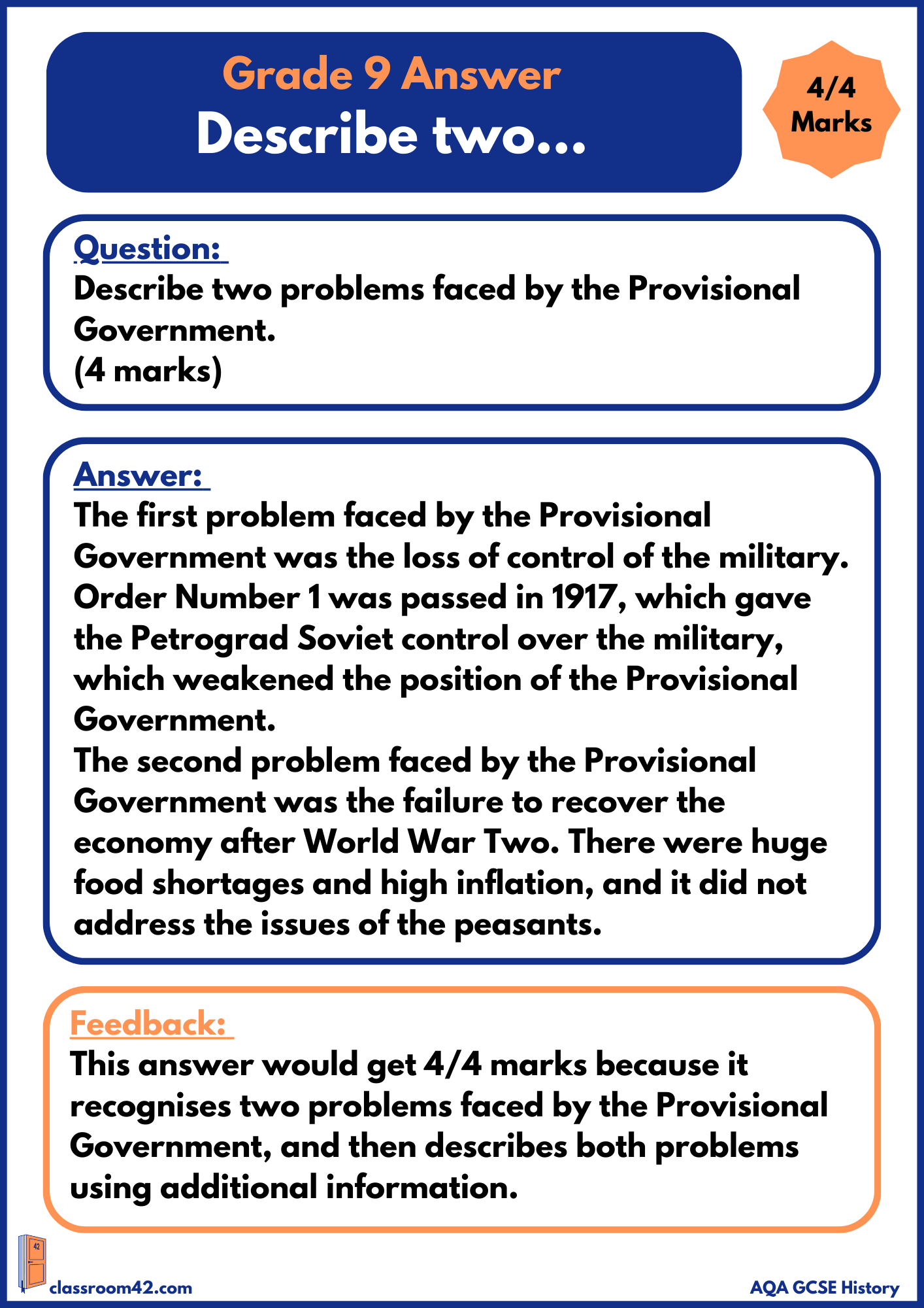 ‘Describe’ Questions – Example Answer AQA Russia