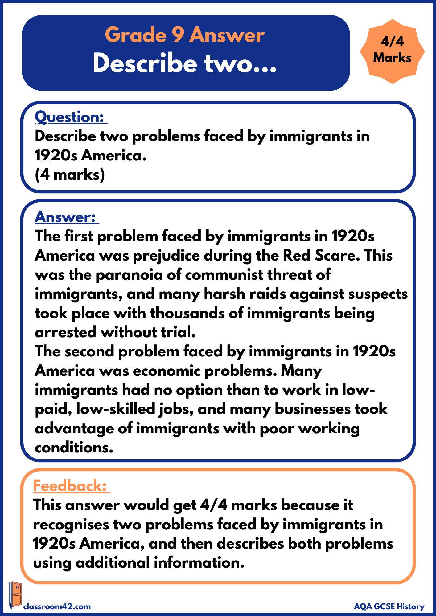 ‘Describe’ Questions – Example Answer AQA USA