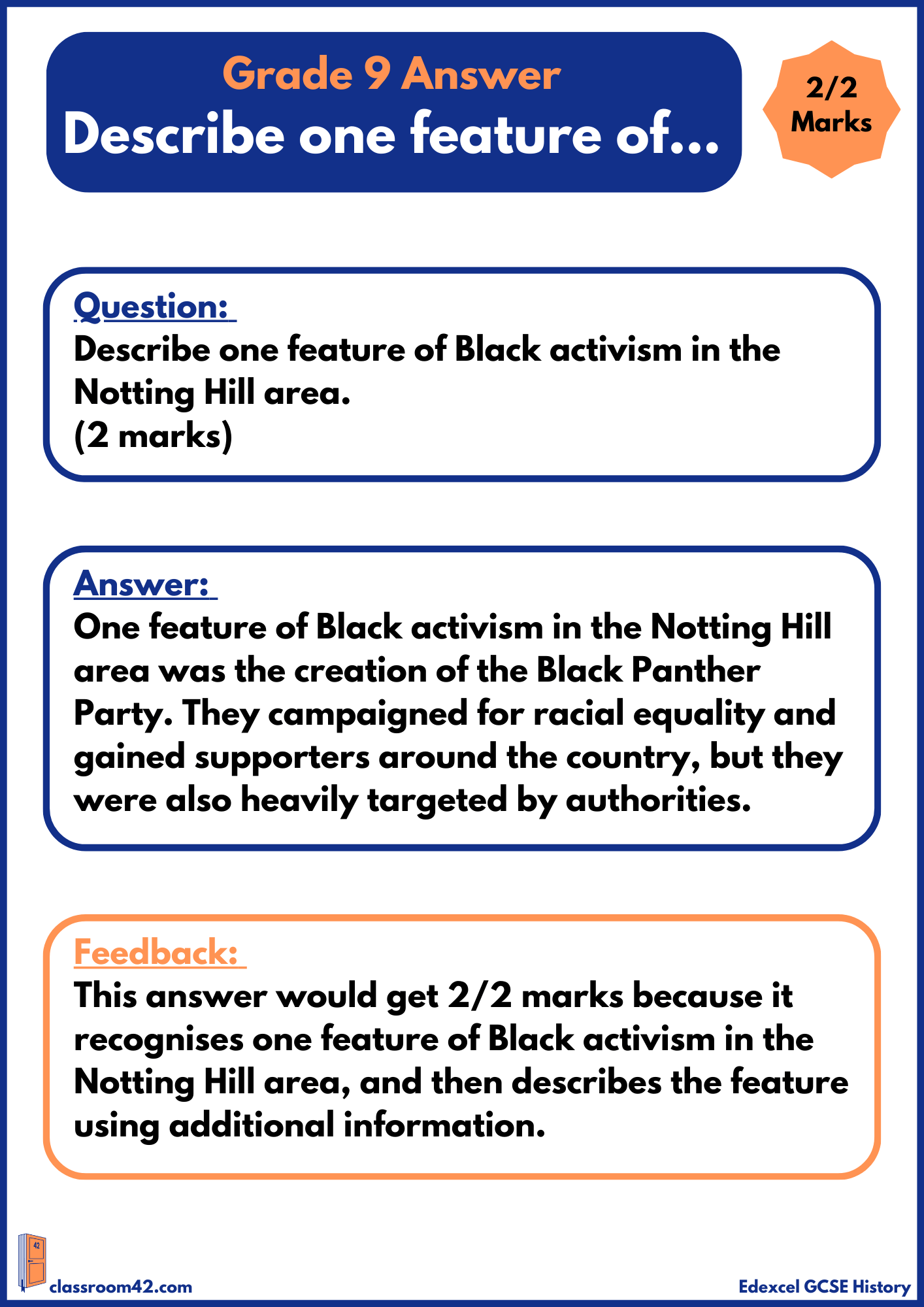 ‘Describe’ Questions – Example Answer Edexcel Migrants