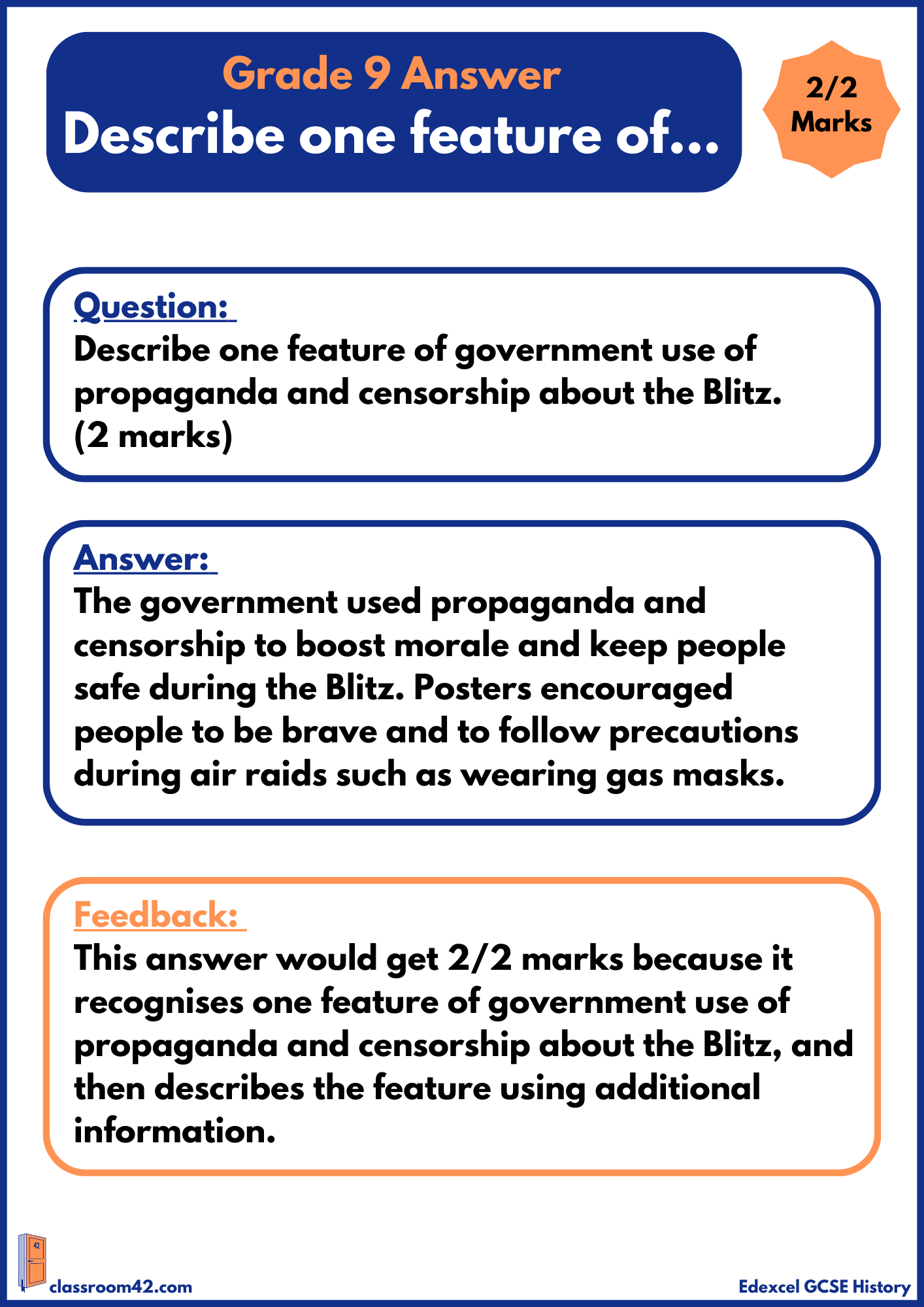 ‘Describe’ Questions – Example Answer Edexcel Warfare