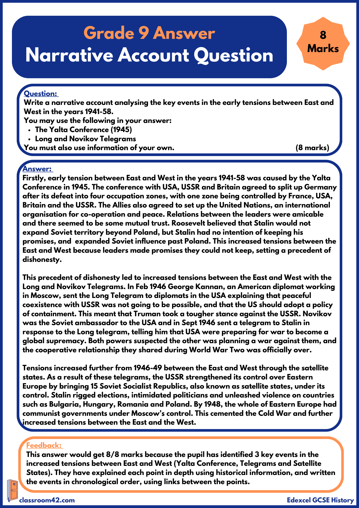 Narrative Account – Example Answer Edexcel Cold War