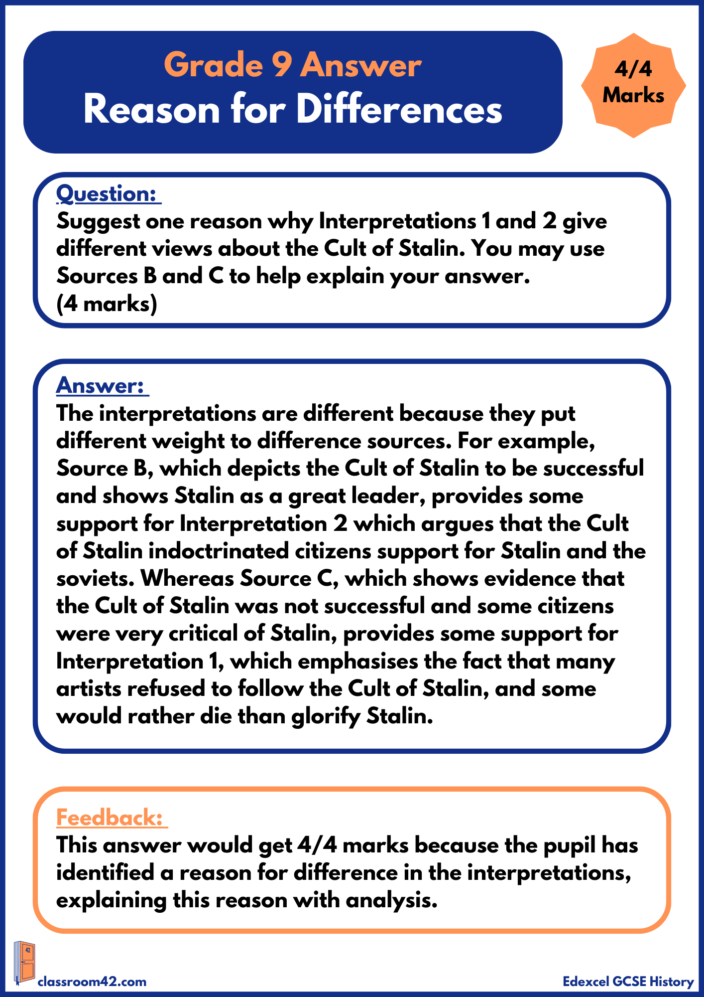 Reasons for Interpretation Differences – Example Answer Edexcel Russia