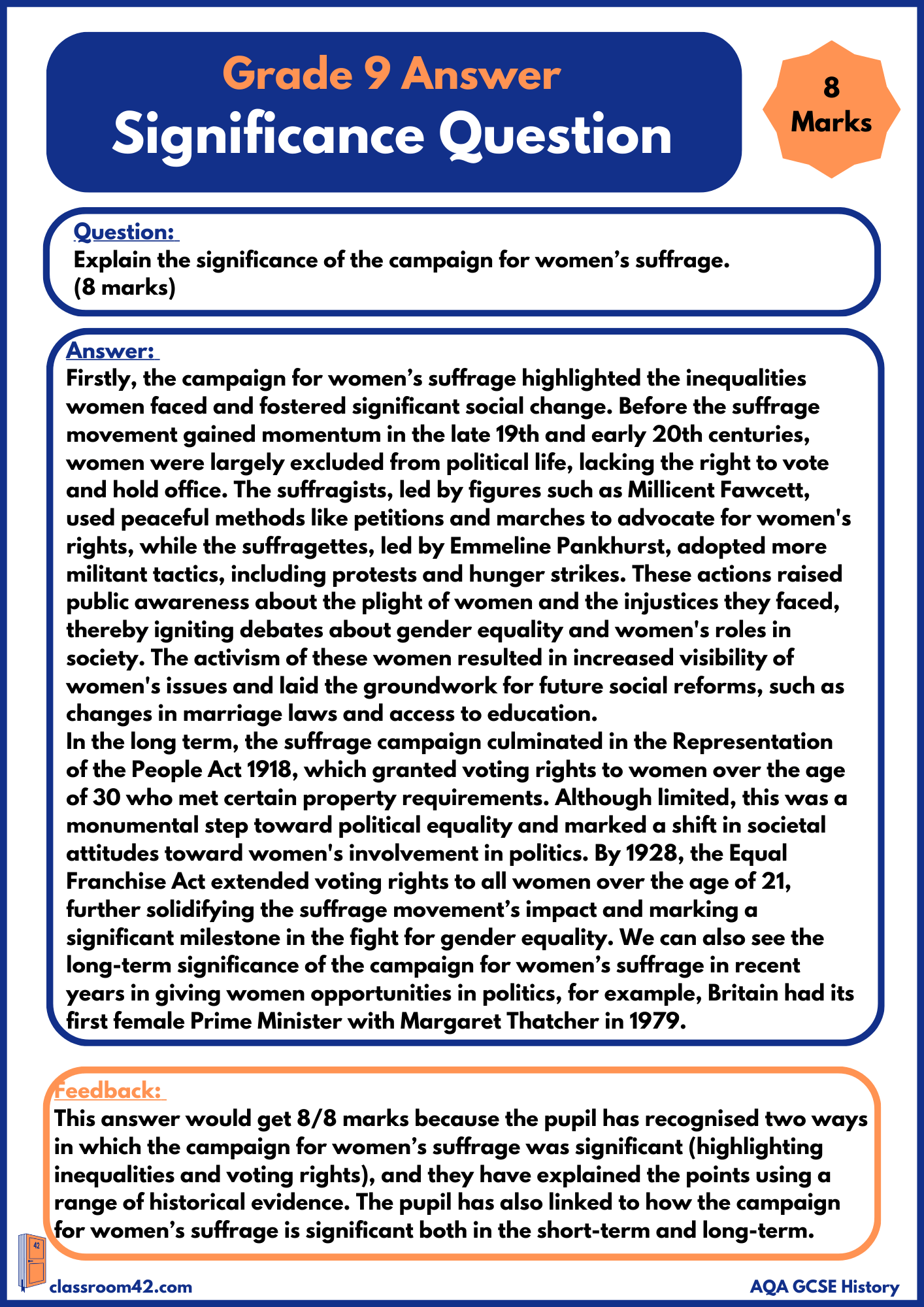 Significance Question – Example Answer AQA Power